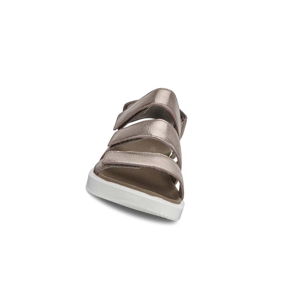 Women's Ecco Flowt Flat Sandals Silver | Canada 179HAP